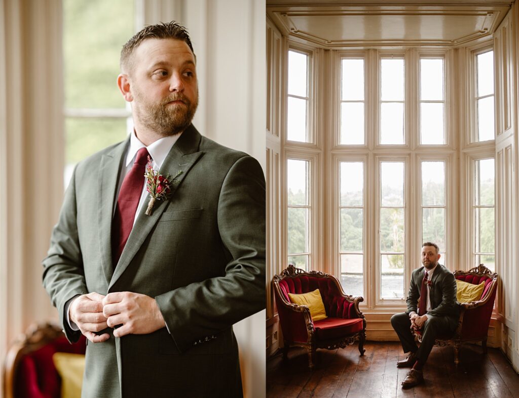 Destination wedding photograph of an international couple at Belleek Castle, Ireland