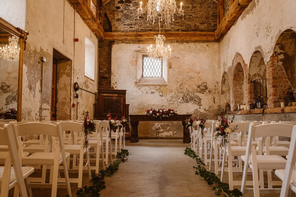 Destination wedding photograph of an international couple at Belleek Castle, Ireland