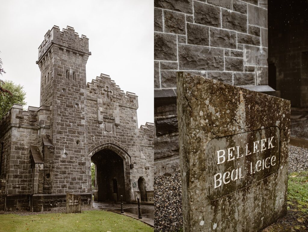 Destination wedding photograph of an international couple at Belleek Castle, Ireland
