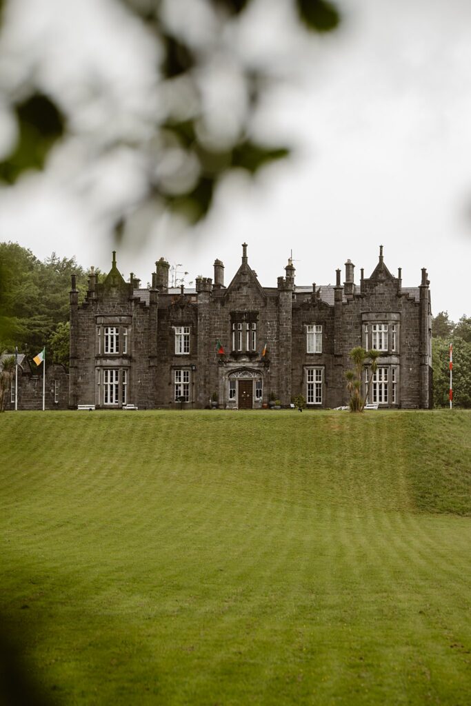 Destination wedding photograph of an international couple at Belleek Castle, Ireland