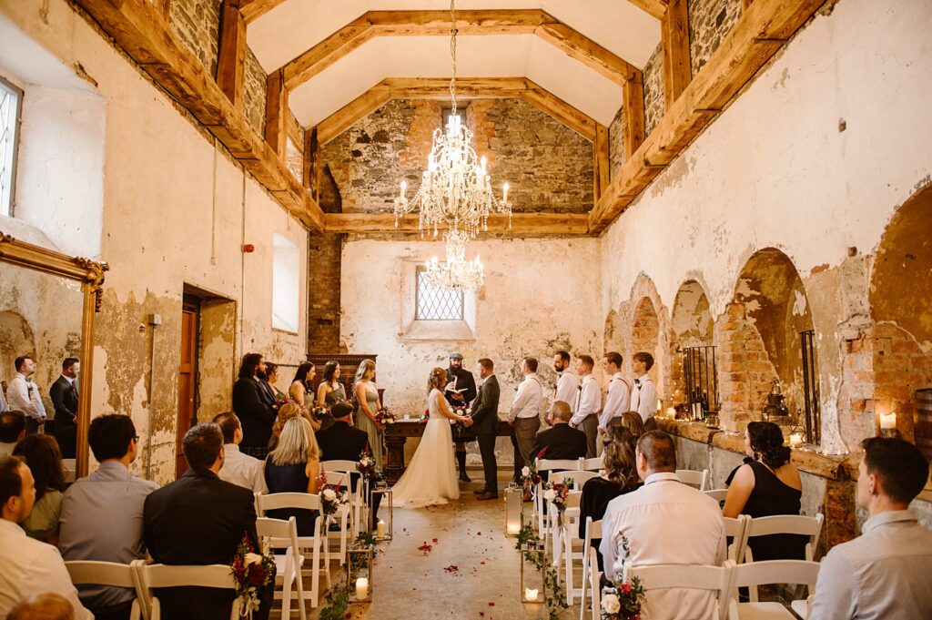 Destination wedding photograph of an international couple at Belleek Castle, Ireland