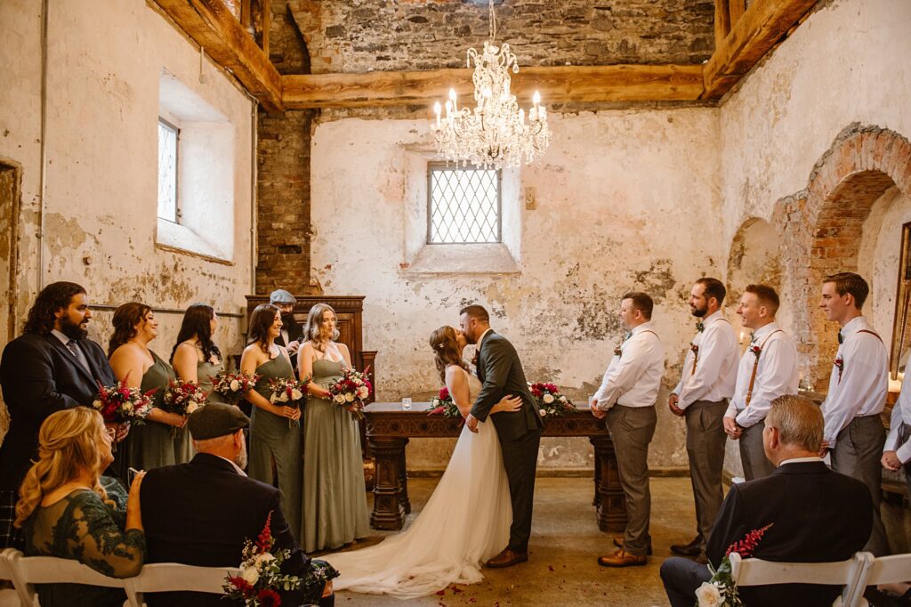 Destination wedding photograph of an international couple at Belleek Castle, Ireland