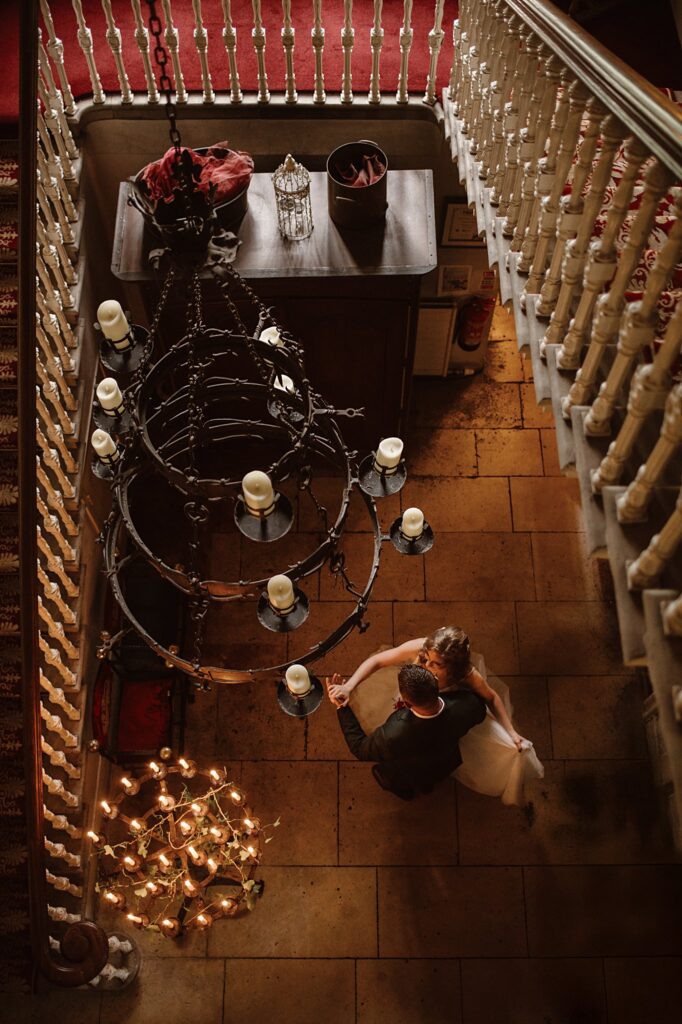 Destination wedding photograph of an international couple at Belleek Castle, Ireland