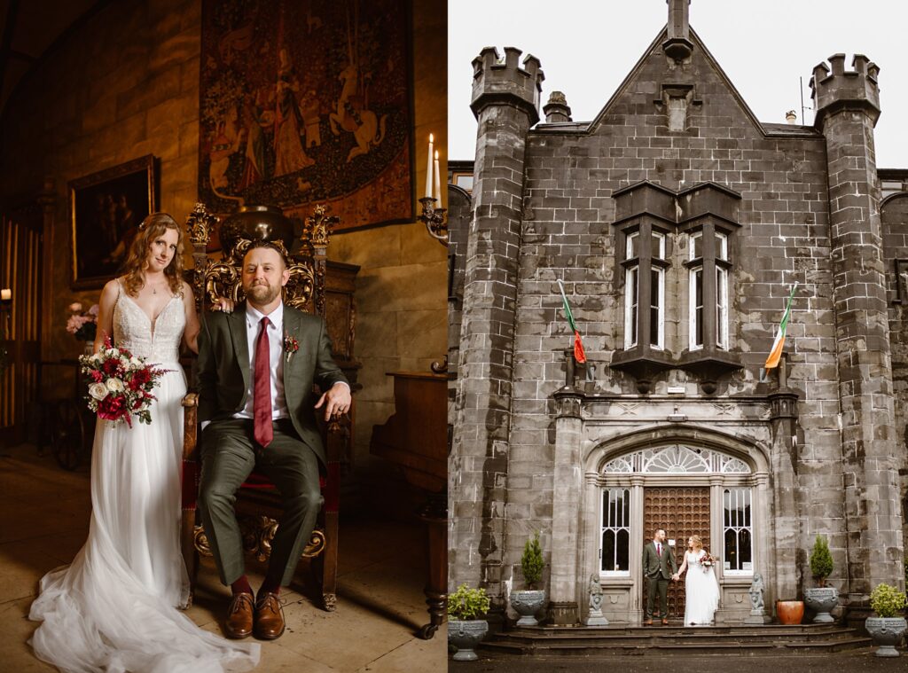 Destination wedding photograph of an international couple at Belleek Castle, Ireland