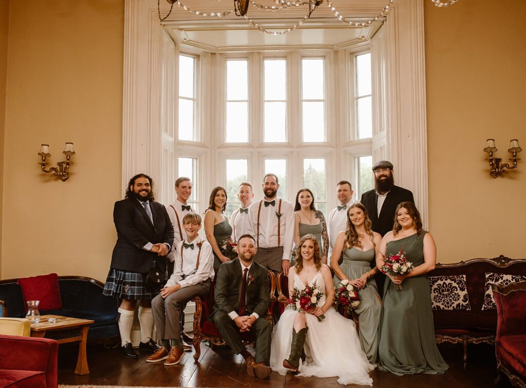 Destination wedding photograph of an international couple at Belleek Castle, Ireland