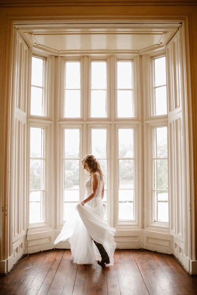 Destination wedding photograph of an international couple at Belleek Castle, Ireland