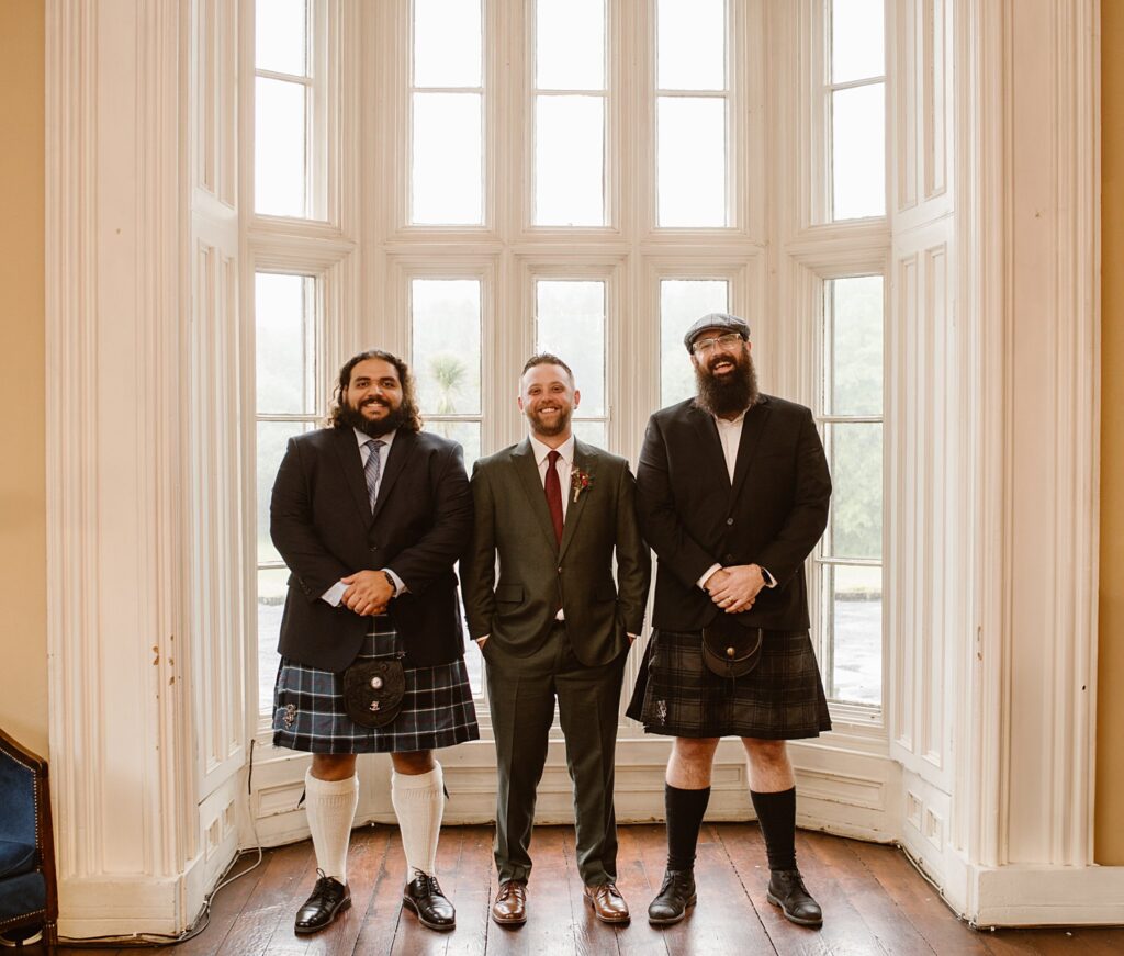 Destination wedding photograph of an international couple at Belleek Castle, Ireland