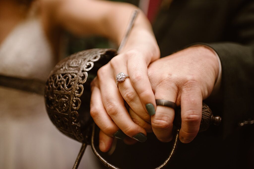 Destination wedding photograph of an international couple at Belleek Castle, Ireland