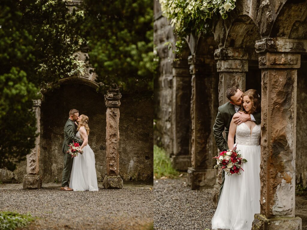 Destination wedding photograph of an international couple at Belleek Castle, Ireland