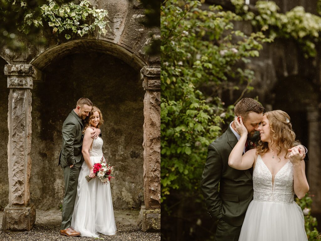 Destination wedding photograph of an international couple at Belleek Castle, Ireland