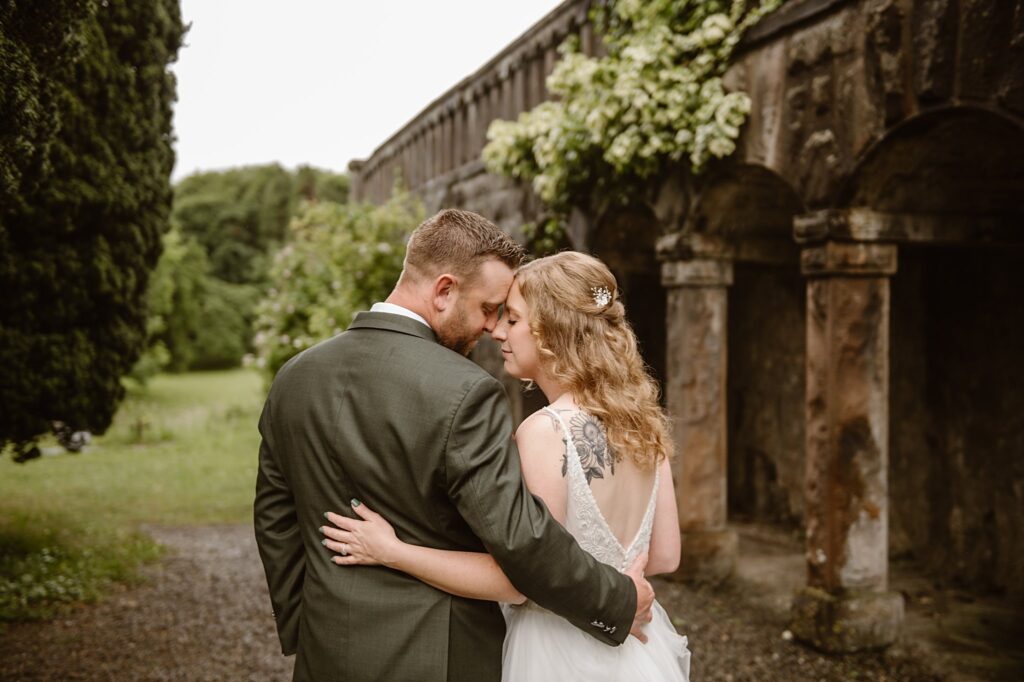 Destination wedding photograph of an international couple at Belleek Castle, Ireland