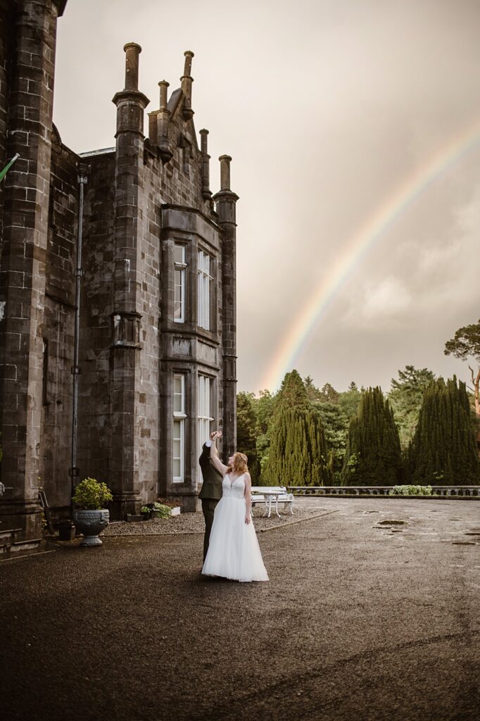 Destination wedding photograph of an international couple at Belleek Castle, Ireland