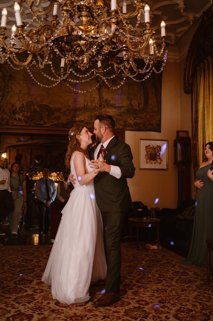 Destination wedding photograph of an international couple at Belleek Castle, Ireland